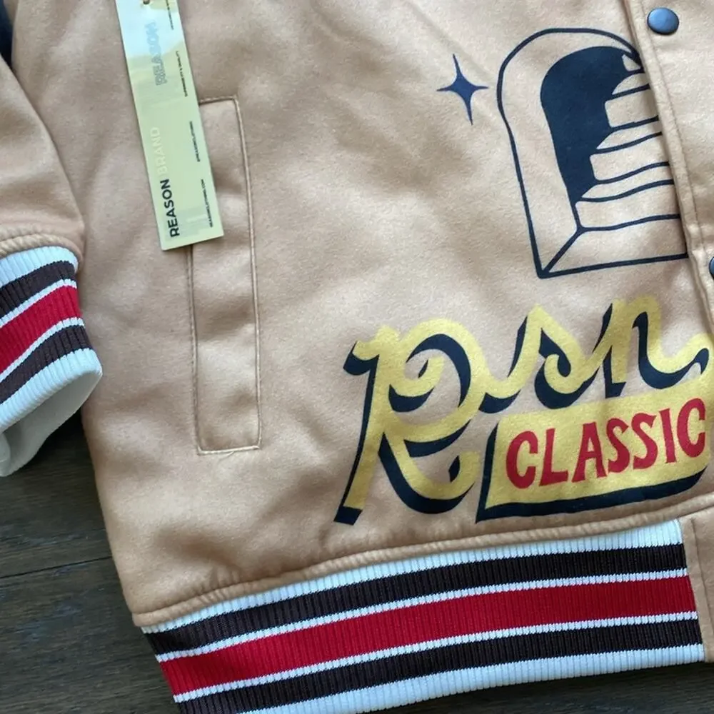 Reason Tan Bomber Jacket with Red and Black Accents - Picture 6 of 11